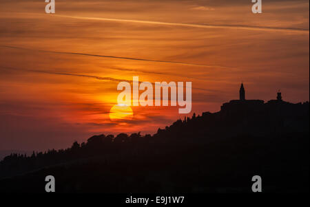 Pienza town at sunset, Tuscany, Italy