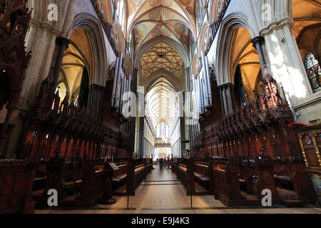 Interior view of the 13th Century Salisbury Cathedral, Salisbury City, Wiltshire County, England, UK Stock Photo