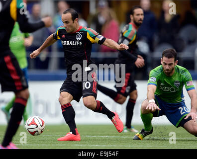 October 25, 2014. Los Angeles Galaxy midfielder Landon Donovan #10 in action against Seattle Sounders FC at CenturyLink Field in Seattle, WA. Seattle Sounders FC defeats Los Angeles Galaxy 2 - 0.George Holland/Cal Sport Media Stock Photo