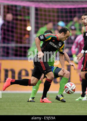 October 25, 2014. Los Angeles Galaxy midfielder Landon Donovan #10 in action against Seattle Sounders FC at CenturyLink Field in Seattle, WA. Seattle Sounders FC defeats Los Angeles Galaxy 2 - 0.George Holland/Cal Sport Media. Stock Photo