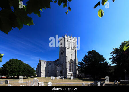 Summer view over Christchurch Priory, Christchurch town, Dorset County; England, Britain, UK Stock Photo