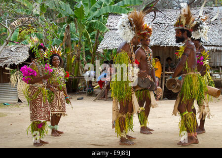 Men of the Karife Tribe Dance near Tufi, Papua New Guinea Stock Photo