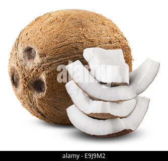 Coconut isolated on white Background. Clipping Path Stock Photo
