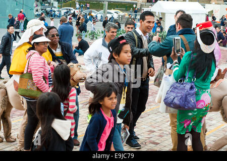 Fun and games at 'Viva Victoria' Multicultural Festival, Yarra River Bank, Melbourne, Victoria, Australia Stock Photo