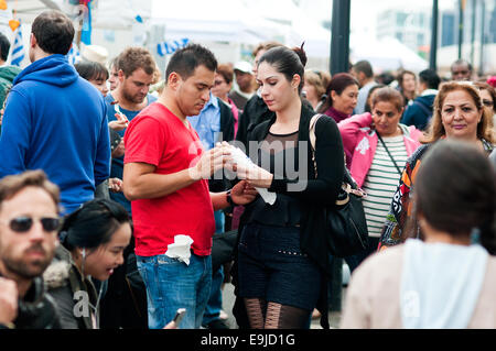 People at 'Viva Victoria' Multicultural Festival, Yarra River Bank, Melbourne, Victoria, Australia Stock Photo