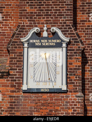 Ancient Sundial on Moot Hall in Aldeburgh Stock Photo