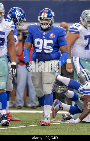 New York Giants defensive tackle Johnathan Hankins (95) celebrates after he  makes a tackle in an NFL football game between the New York Giants and  Dallas Cowboys on Sunday, October 19th, 2014