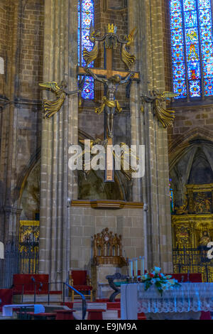 The interior of the Cathedral of Santa Eulalia, also called La Seu or simply Barcelona Cathedral in Barcelona. Stock Photo