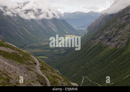 View over Isterdalen valley and the famous Trollstigen road, Norway Stock Photo