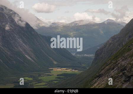 View over Isterdalen valley seen from top of the famous Trollstigen road, Norway Stock Photo