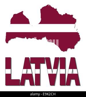 Latvia map flag and text illustration Stock Vector