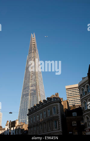 View of the Shard from the north bank of the River Thames, Southwark, London, UK. Stock Photo