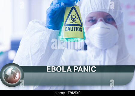 Ebola news flash with medical imagery Stock Photo