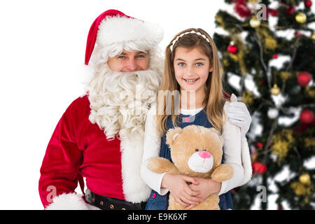 Little girl with santa claus Stock Photo