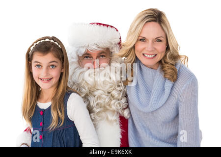 Mother and daughter with santa claus Stock Photo
