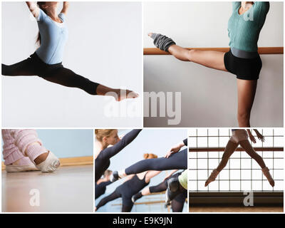Collage of fit women practicing ballet dance Stock Photo