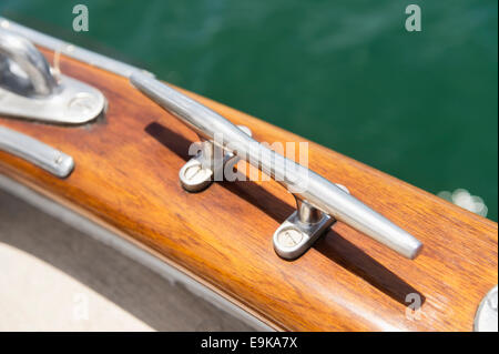 Close-up of cleat on sailing yacht Stock Photo