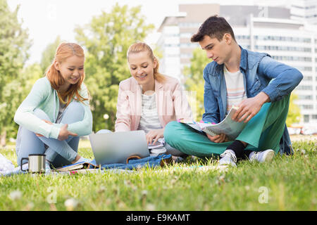 University students studying on campus Stock Photo