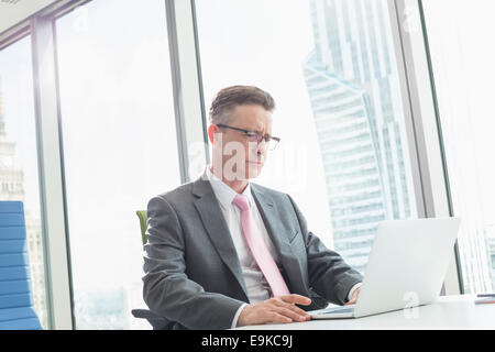Mature businessman using laptop in office Stock Photo