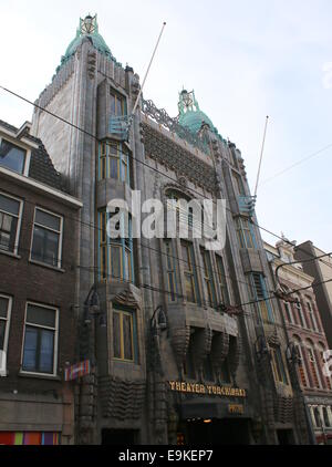 Facade of Pathé Tuschinski, an Art Nouveau movie theatre in Amsterdam, Netherlands, commissioned by Abraham Tuschinski in 1921 Stock Photo