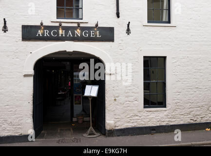 Frome a small town in Somerset England The Archangel restaurant bar with rooms Stock Photo
