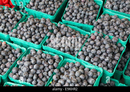 Closeup to Blueberries at a market Stock Photo