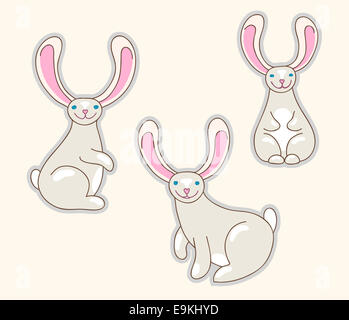 Rabbits. Cute bunny animalistic cartoon characters Stock Photo