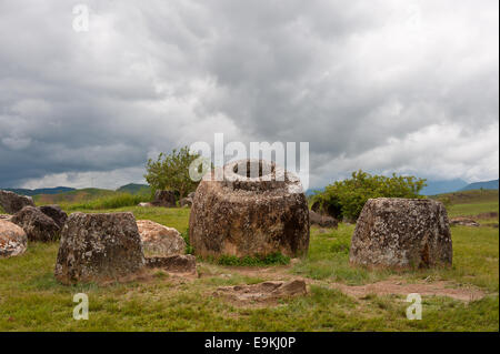 Plain of Jars in Xieng Khouang province, Laos Stock Photo
