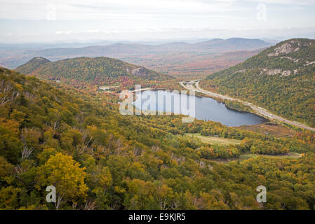 Aerial view of Echo Lake Mount Cannon, White Mountain National Forest, New Hampshire USA Stock Photo