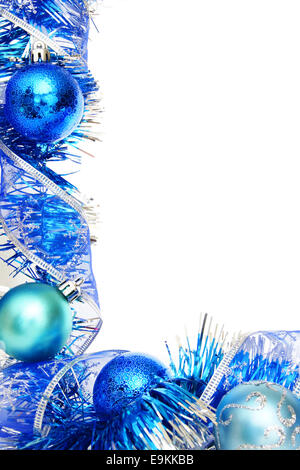 Blue Christmas corner border with baubles and snowflakes Stock Photo ...