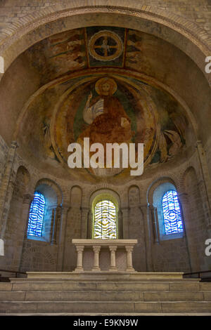 12th C. fresco of Christ in Glory in the Nevers Cathedral / Cathédrale Saint-Cyr-et-Sainte-Julitte de Nevers, Burgundy, France Stock Photo