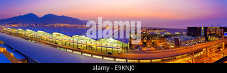 Sunset at Hong Kong airport Stock Photo