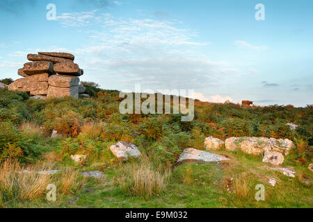 Carbilly Tor on Bodmin Moor in Cornwall with the A30 in the far ...