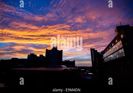 Sunrise Over UNO City The United Nations Office Buildings In Vienna Austria Stock Photo