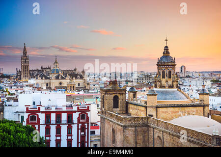 Seville, Spain city skyline at dusk. Stock Photo