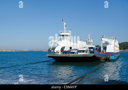 The Sandbanks Chain Ferry which operates across the entrance to Poole harbour, approaching Studland. Stock Photo