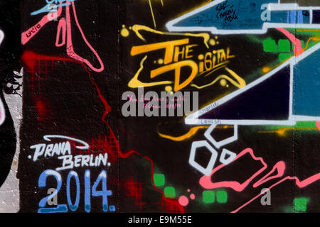 Graffiti street art Berlin Wall colour 2014 tags Stock Photo