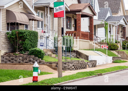Saint St. Louis Missouri,The Hill,Italian ethnic neighborhood,fire hydrant,homes,houses,green white red,MO140901024 Stock Photo