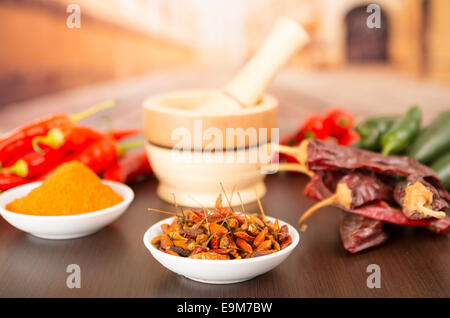 spicy chilli aji chili varieties Stock Photo