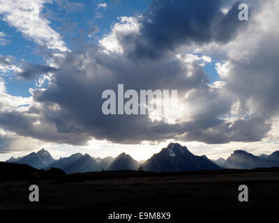 Storm Clouds Looming over Grand Teton Mountains Stock Photo