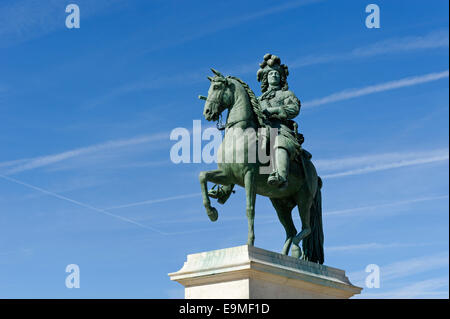 Equestrian statue of Louis XIV, King of France and Navarre, the Sun King, Versailles Palace, UNESCO World Heritage Site Stock Photo