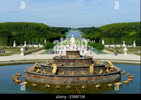 Latona fountain in the gardens, Chateau de Versailles, west side, UNESCO World Heritage Site, Département Yvelines Stock Photo