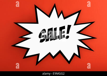 Exploding commercial sign with SALE against orange background Stock Photo