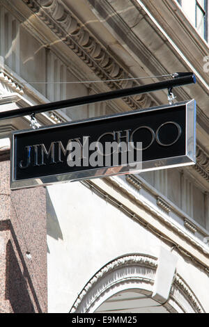 Jimmy Choo store signage close up in the sunshine Stock Photo