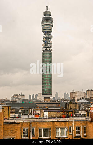 LONDON, ENGLAND - MARCH 19: BT London Telecom Tower in London on 19 March 2011. The tower is a popular landmark with revolving r Stock Photo