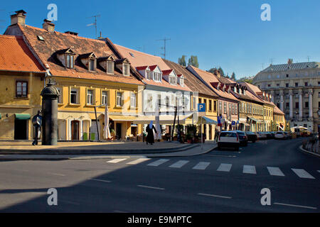 Street scene in Zagreb, Croatia. Ban Josip Jelacic square Stock Photo ...