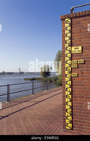 Flood measuring rod in the water to measure the water level Stock Photo ...