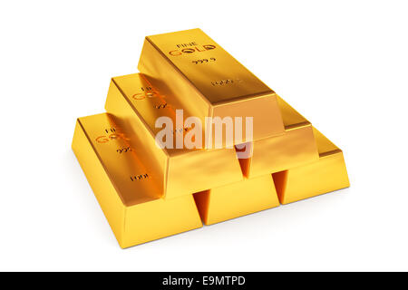 Gold ingot isolated on a white. 3d illustration Stock Photo - Alamy