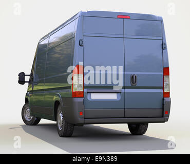 Blue commercial delivery van Stock Photo