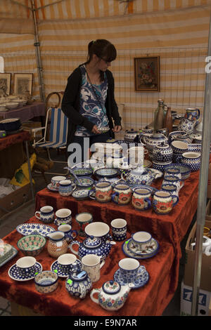 Various hand made items and antiques for sale at the annual folk arts festival in Zielona Gora, Poland. i Stock Photo